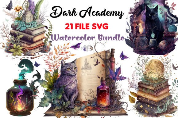 Beautiful Dark Academy Watercolor Bundle
