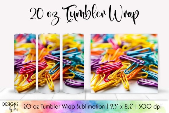 Colourful Paper Clips Tumbler Wrap PNG