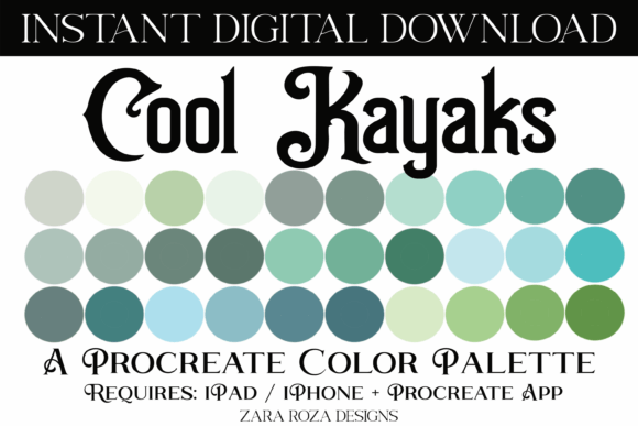 Cool Kayaks Procreate Color Palette: Elevate Your Digital Art with Serene Tones