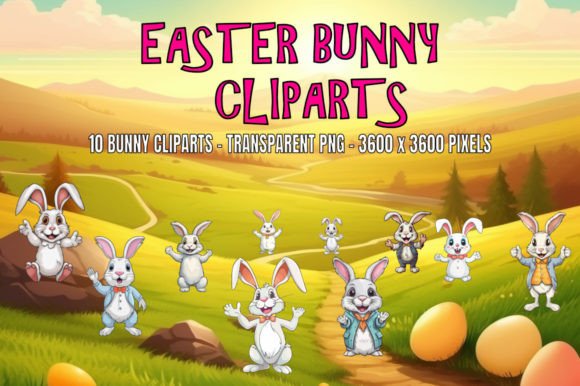 Easter Bunny Cliparts Sublimation for Creative Projects