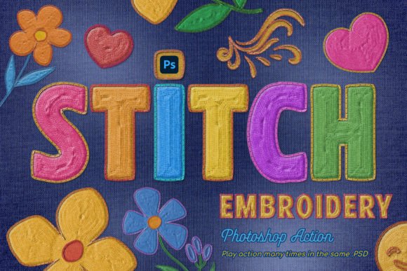 Embroidery Photoshop Action for Designers
