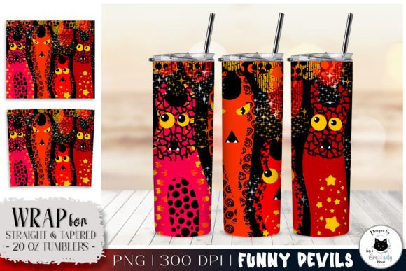 Funny Devil Tumbler Wrap Spooky Design: A Hand-Painted Digital Masterpiece for Halloween