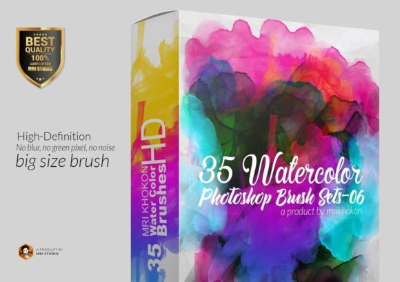Revolutionizing Digital Textures with the 35 Hi-Res Water Color PS Brush Set 6