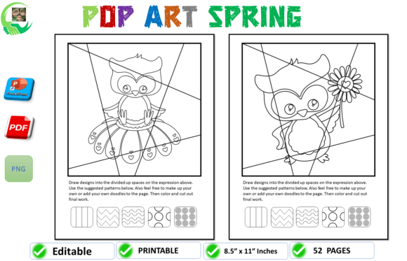 Springtime Pop Art Menagerie Coloring