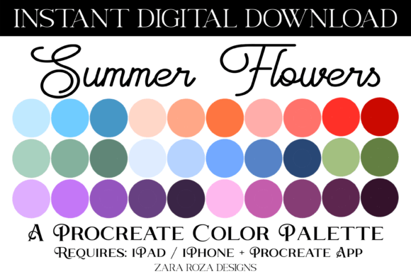Summer Flowers Procreate Color Palette